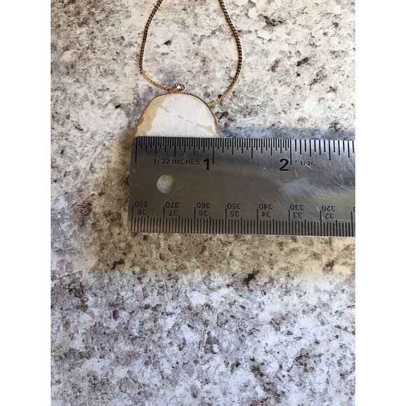 Geode Crystal Pendant w/ Gold Plated Edges on 24" Gold Tone Chain Necklace - Picture 14 of 15